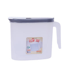 1pc Flow Jug – 1500 ml Plastic Water & Juice Jug with Easy-Pour Lid (White, Grey, Pink, Beige) - Habitt