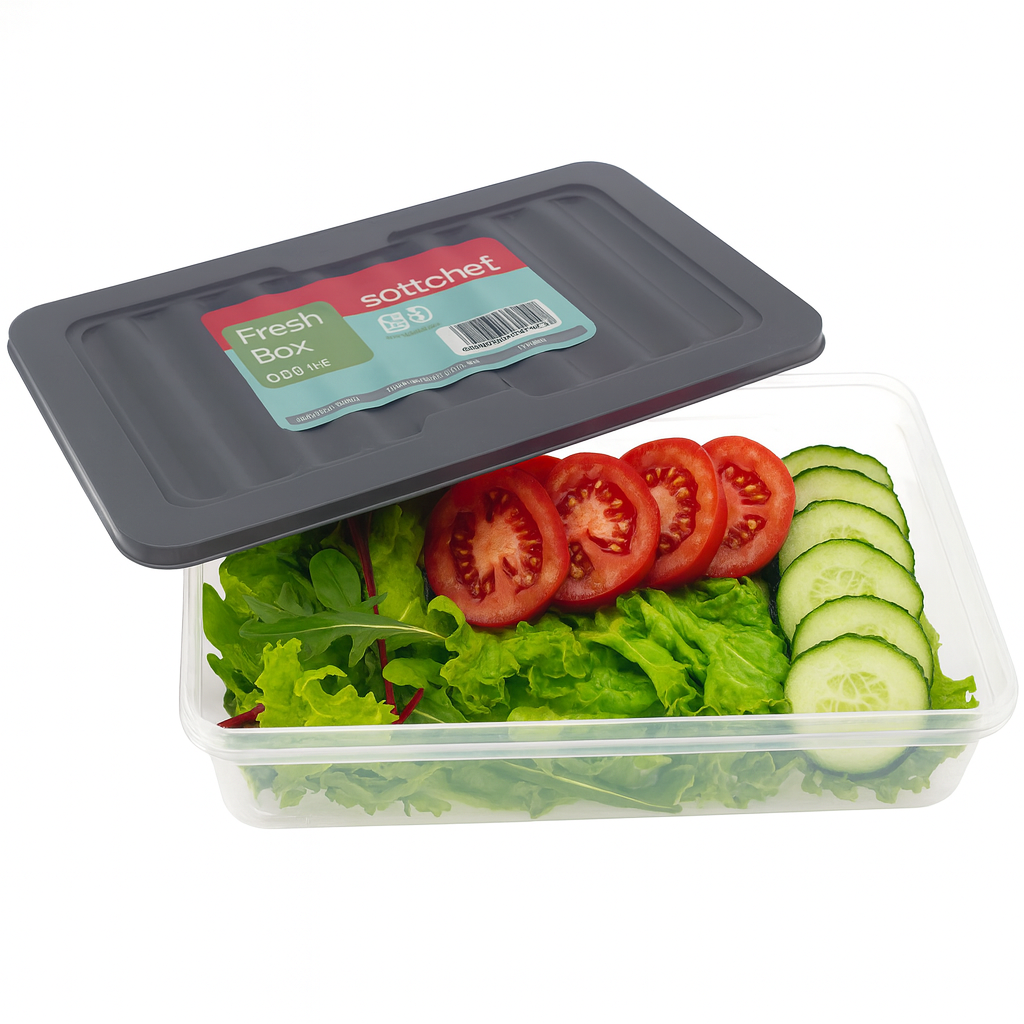 Fresh Box 1200ml – Airtight Food Storage Container with Lid (White/Grey) - Habitt