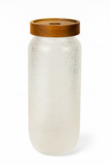 Hammer Grain Acacia Wood Glass Jar – 500ml & 700ml - Habitt