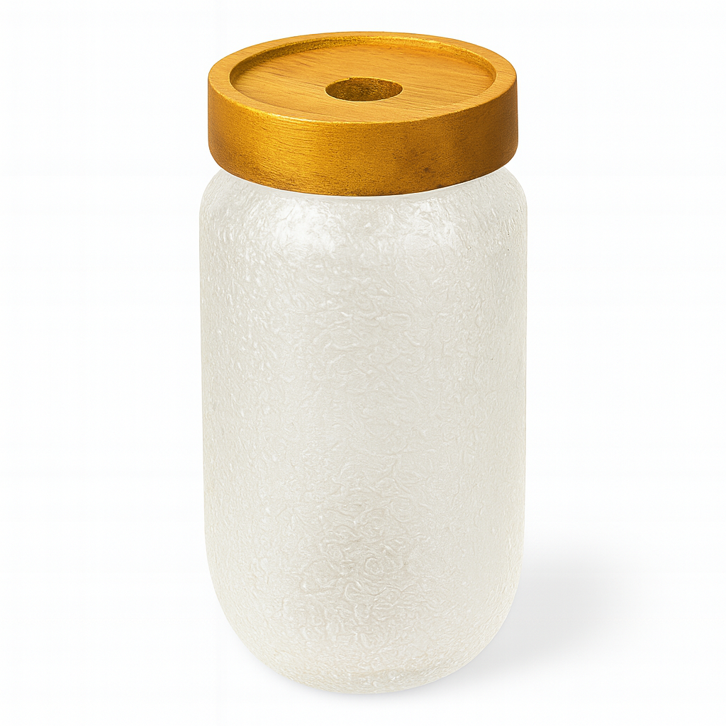 Hammer Grain Acacia Wood Glass Jar – 500ml & 700ml - Habitt