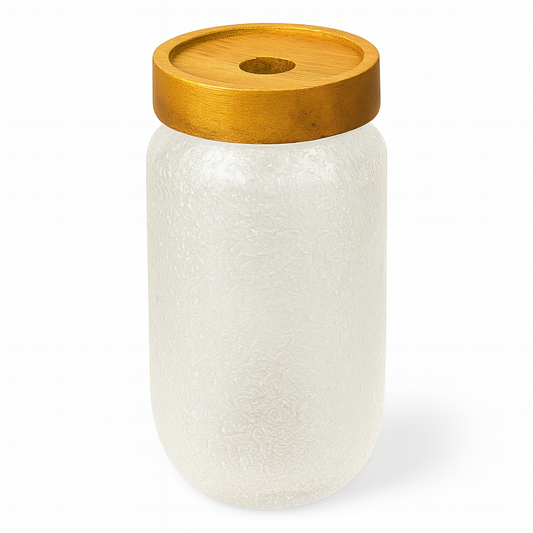 Hammer Grain Acacia Wood Glass Jar – 500ml & 700ml - Habitt