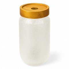 Hammer Grain Acacia Wood Glass Jar – 500ml & 700ml - Habitt