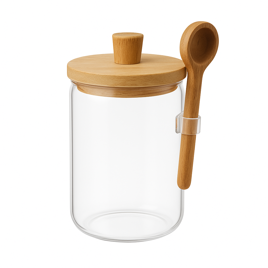Glass Jar with Spoon – Small, Medium, Large - Habitt