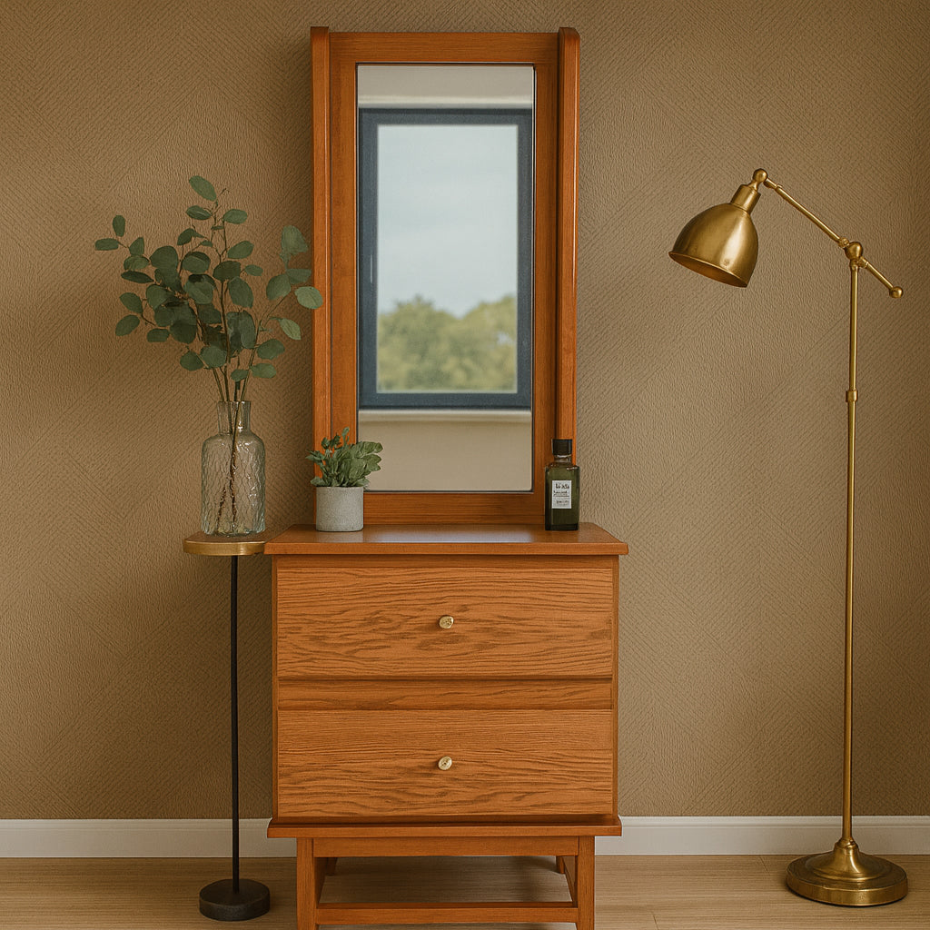 Harry N Dresser – Modern Wooden Vanity with Mirror & Storage Drawers - Habitt