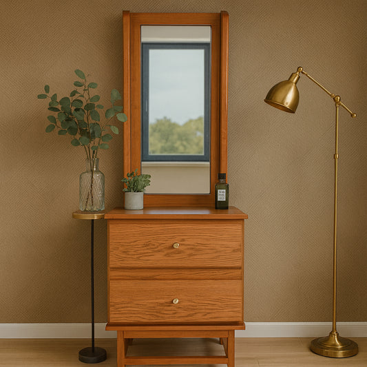 Harry N Dresser – Modern Wooden Vanity with Mirror & Storage Drawers - Habitt