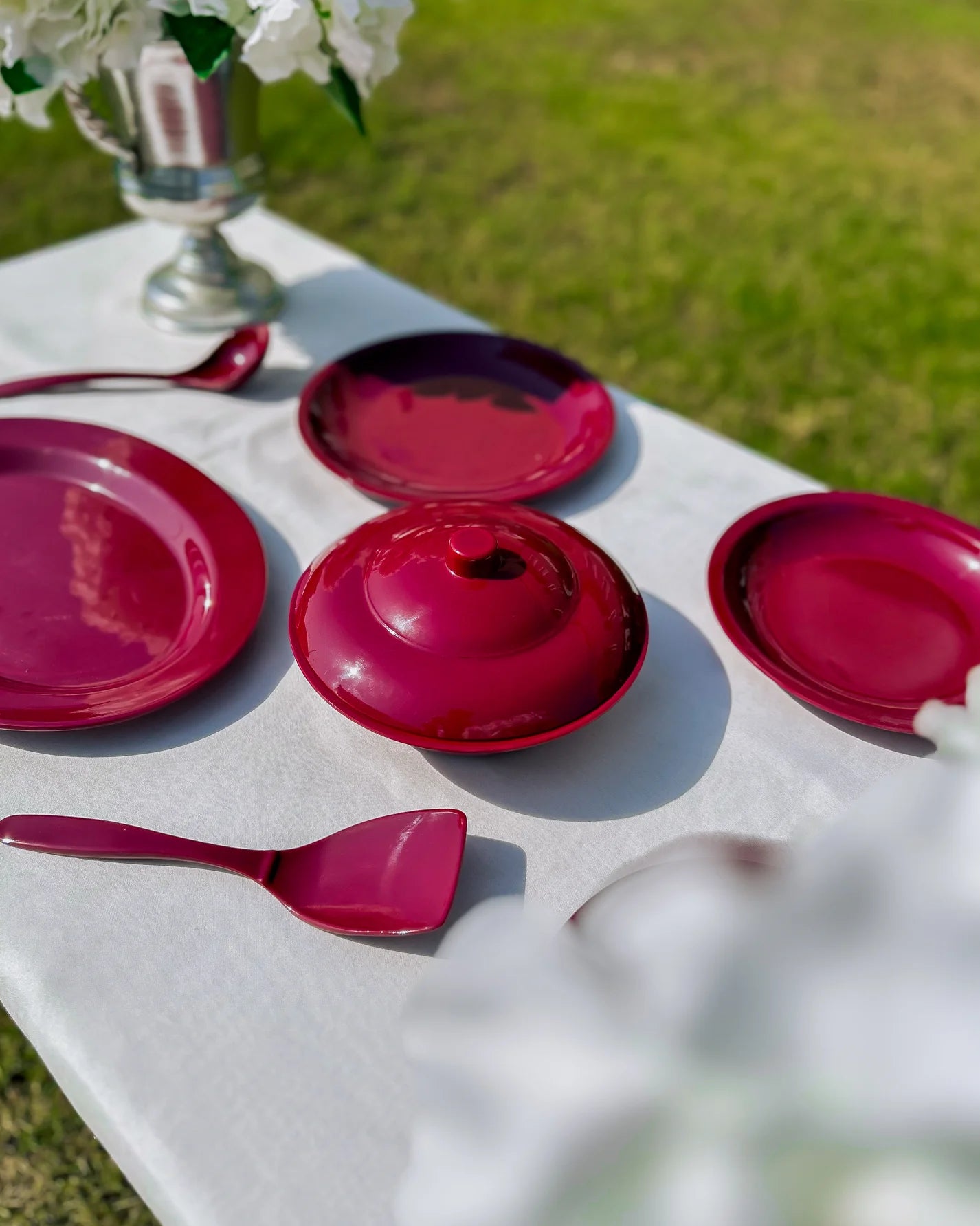 Red Melamine Dinner Set – Bold Elegance for Everyday & Festive Dining (22 / 30 / 43 PCS) - Habitt