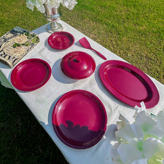 Red Melamine Dinner Set – Bold Elegance for Everyday & Festive Dining (22 / 30 / 43 PCS) - Habitt
