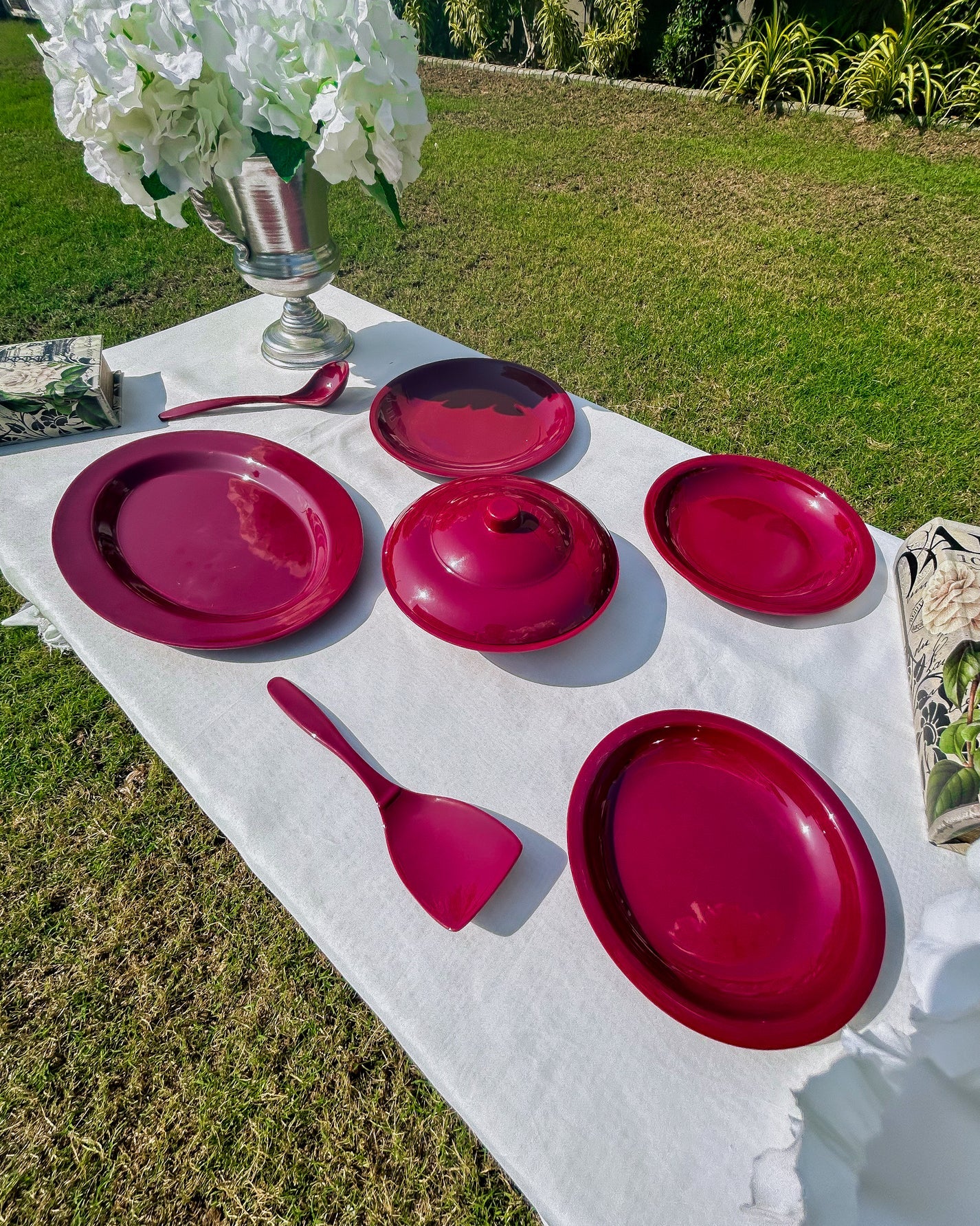 Red Melamine Dinner Set – Bold Elegance for Everyday & Festive Dining (22 / 30 / 43 PCS) - Habitt