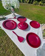 Red Melamine Dinner Set – Bold Elegance for Everyday & Festive Dining (22 / 30 / 43 PCS) - Habitt