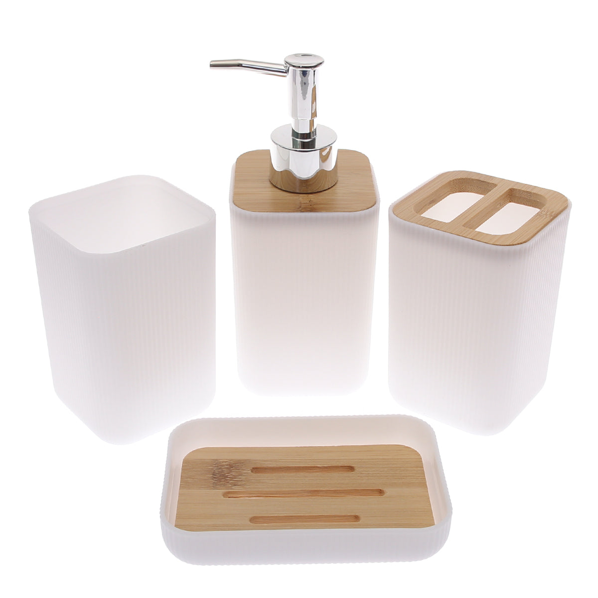 3 PCS BATHROOM SET WITH BAMBOO TRAY - Habitt