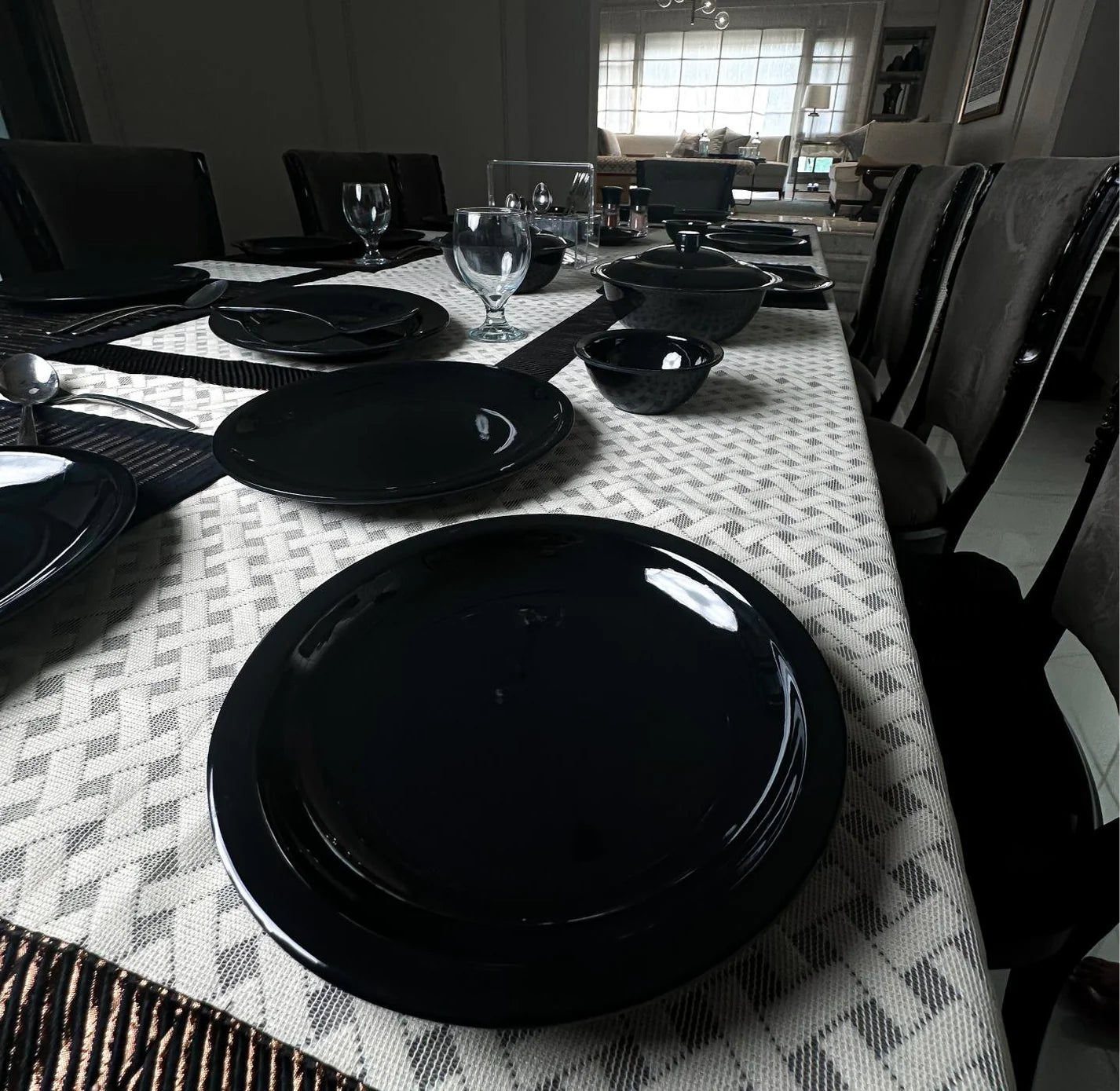 Black Melamine Dinner Set – Modern, Durable & Complete Dining Solution (22 / 30 / 43 PCS) - Habitt