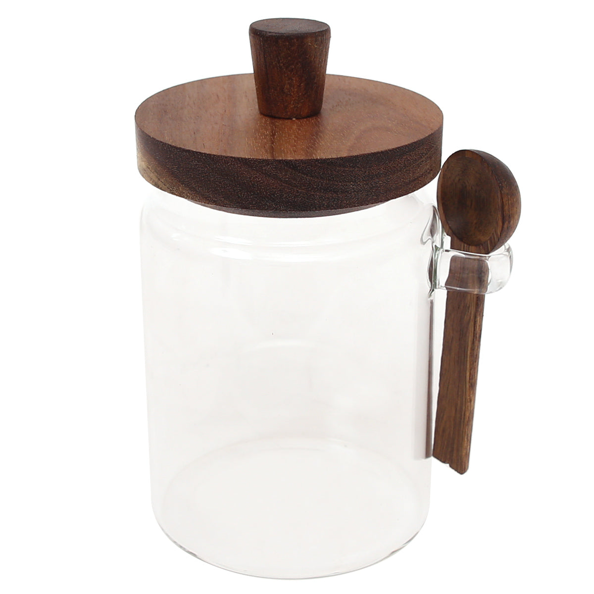 GLASS JAR WITH BAMBOO LID&SPOON-M102125 - Habitt