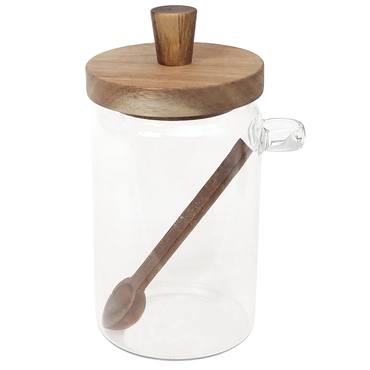 GLASS JAR WITH BAMBOO LID&SPOON-L102126 - Habitt