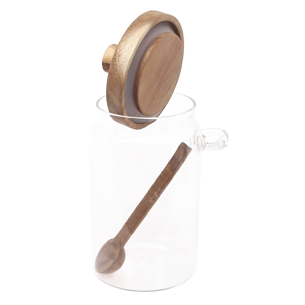 GLASS JAR WITH BAMBOO LID&SPOON-L102126 - Habitt