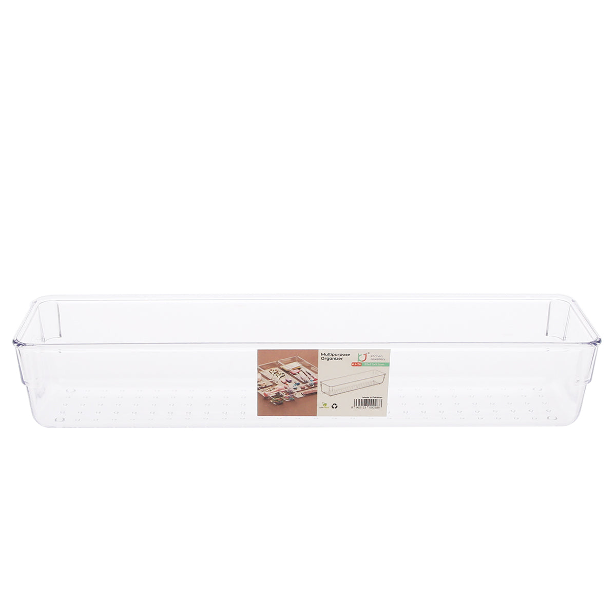 Long Multipurpose Organizer Tray – Clear Plastic Storage for Drawers & Countertops - Habitt