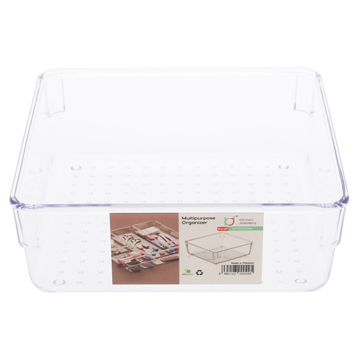 Square Multipurpose Organizer Box – Clear Plastic Storage for Home & Office - Habitt
