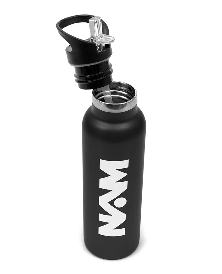 Bottle W/Straw Lid Metal Black 600 ml - Habitt