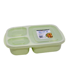 1pc Meal-It Box Large – 3 Compartment Lunch Box with Lid (Green, Beige, Grey, Pink) - Habitt