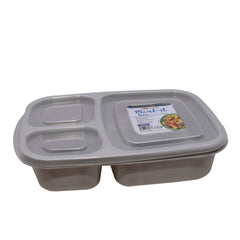 1pc Meal-It Box Large – 3 Compartment Lunch Box with Lid (Green, Beige, Grey, Pink) - Habitt