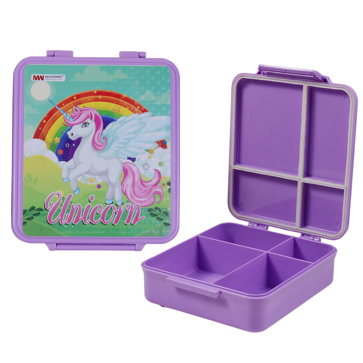 1pc Kids Munch Box – 4 Compartment Lunch Box with Cartoon Prints - Habitt