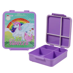 1pc Kids Munch Box – 4 Compartment Lunch Box with Cartoon Prints - Habitt