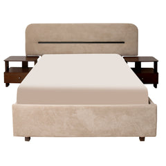 Lowa Arc King Size Bed with 2 Side Tables - Habitt