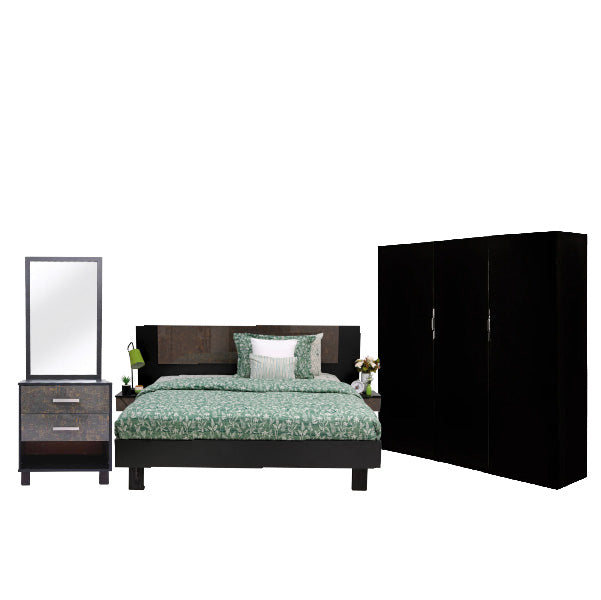 Novak - Bed, X Dresser & 3 Door wardrobe - Habitt