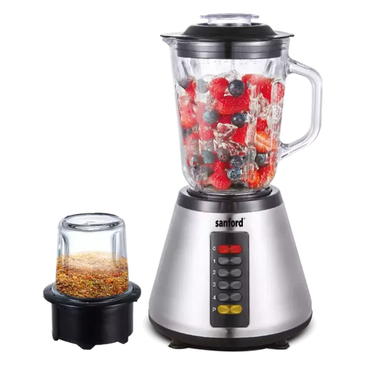 Sanford 2-In-1 Blender & Grinder 600W, 1.5 Liter Glass Jar with Pulse Control – Stainless Steel Housing (SF-6815BR) - Habitt