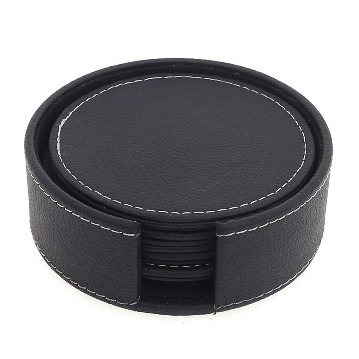 Round Leather Coasters (Black) - Habitt