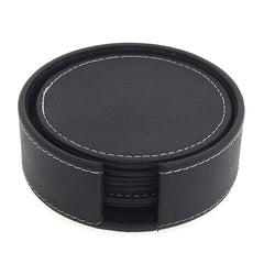 Round Leather Coasters (Black) - Habitt