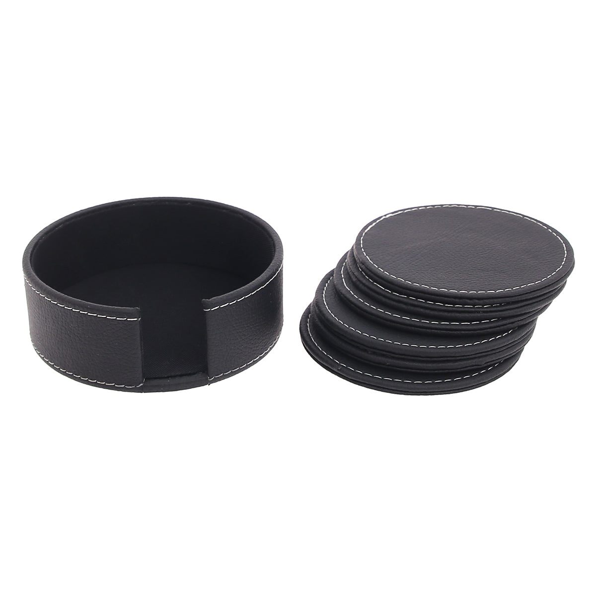 Round Leather Coasters (Black) - Habitt