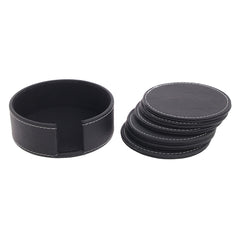 Round Leather Coasters (Black) - Habitt