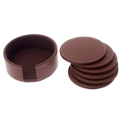 Round Leather Coasters (Brown) - Habitt