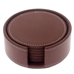 Round Leather Coasters (Brown) - Habitt