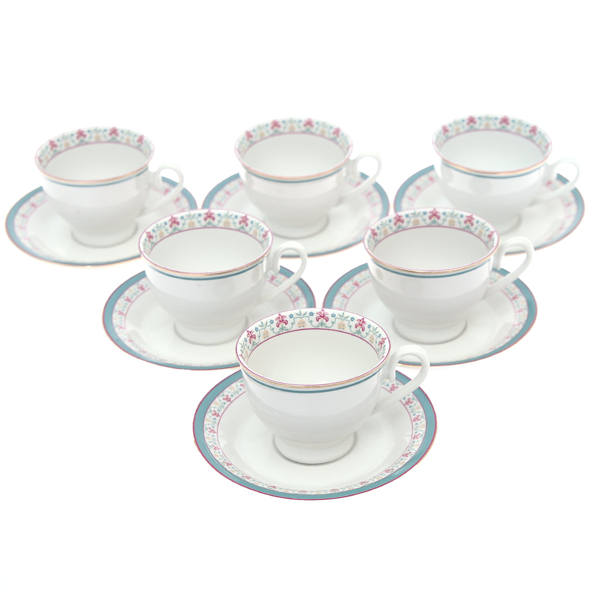 12Pcs Cup & Saucer Set Floral Elegance - Habitt