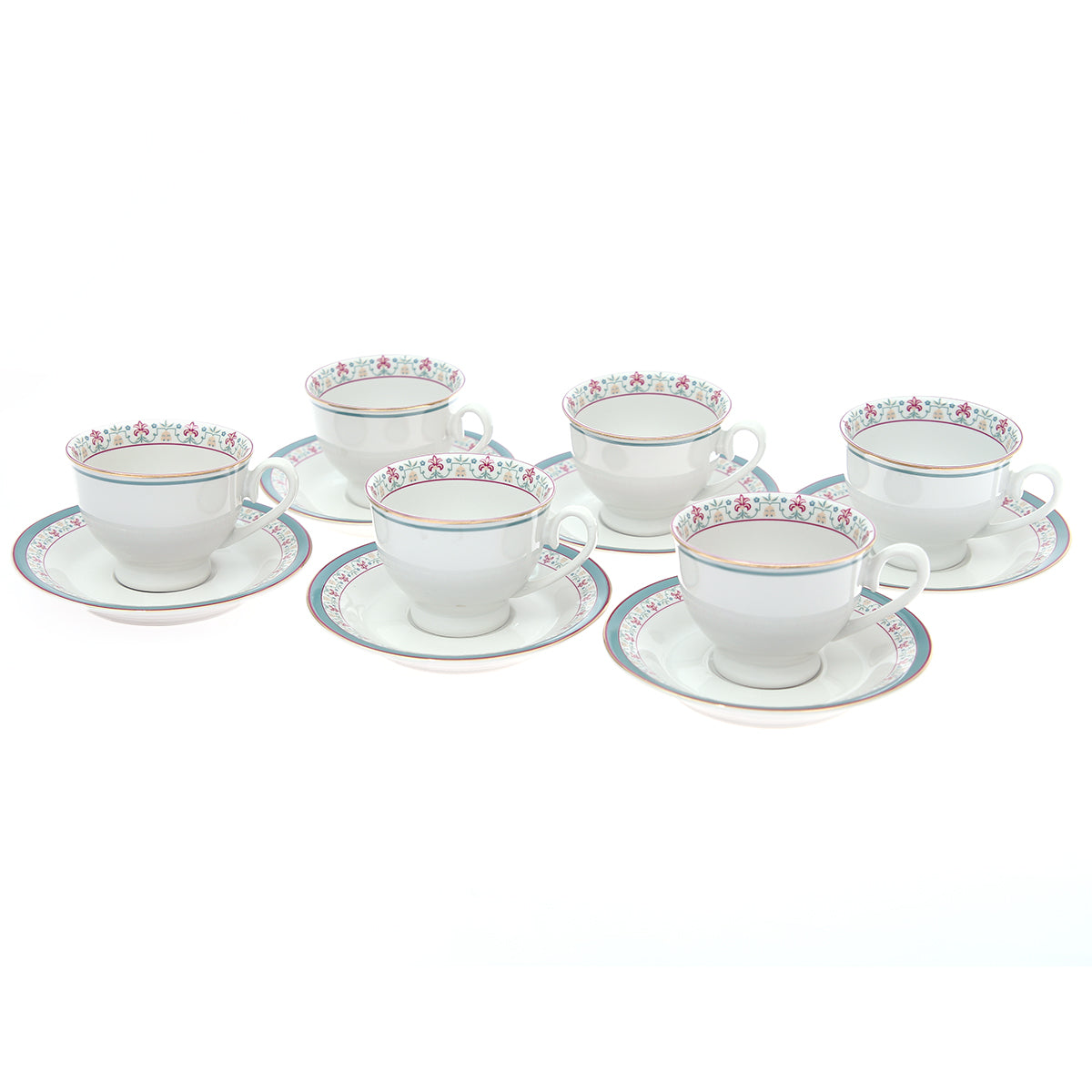 12Pcs Cup & Saucer Set Floral Elegance - Habitt