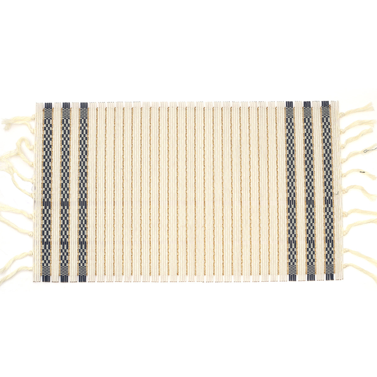 White & Blue Single Bamboo Placemat 13x19 - Habitt