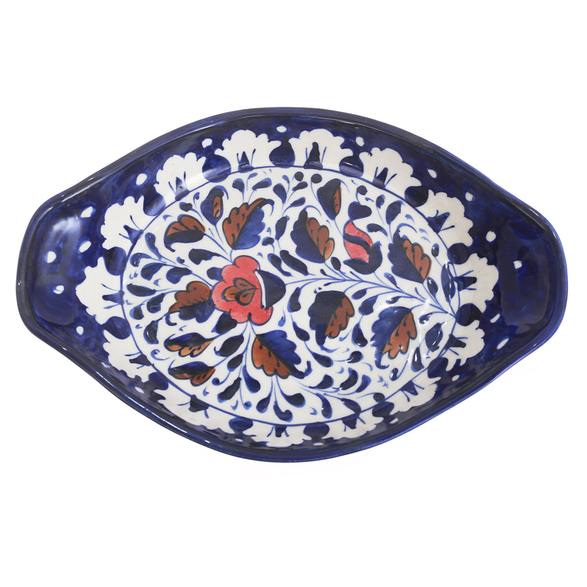Platter Ceramic Blue White 26724 - Habitt