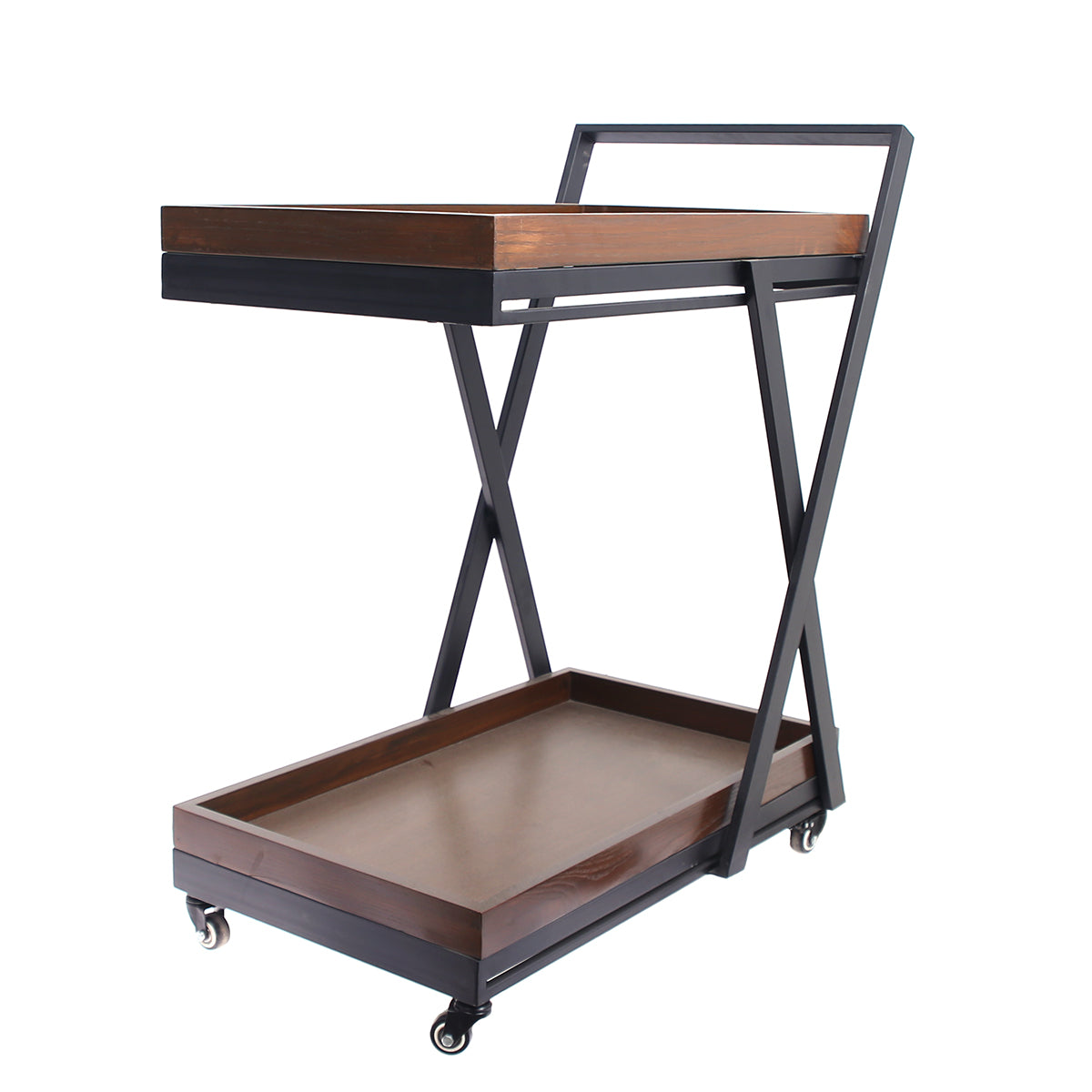 2 Step Wooden Tea Trolley X Design - Habitt