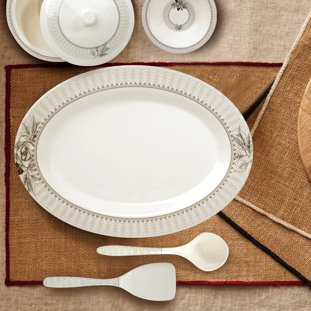 Shadow Bloom Dinner Set – Dark Florals with Deep, Timeless Elegance (22 / 30 / 43 PCS) - Habitt
