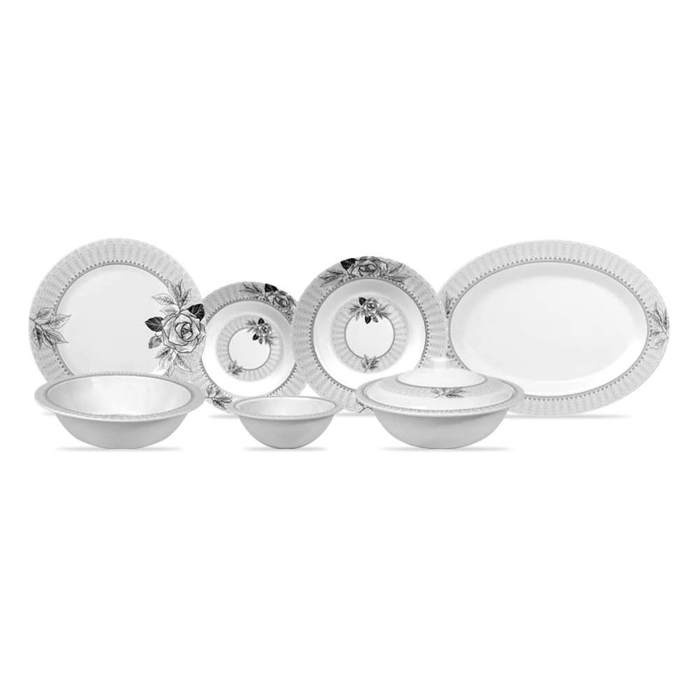 Shadow Bloom Dinner Set – Dark Florals with Deep, Timeless Elegance (22 / 30 / 43 PCS) - Habitt