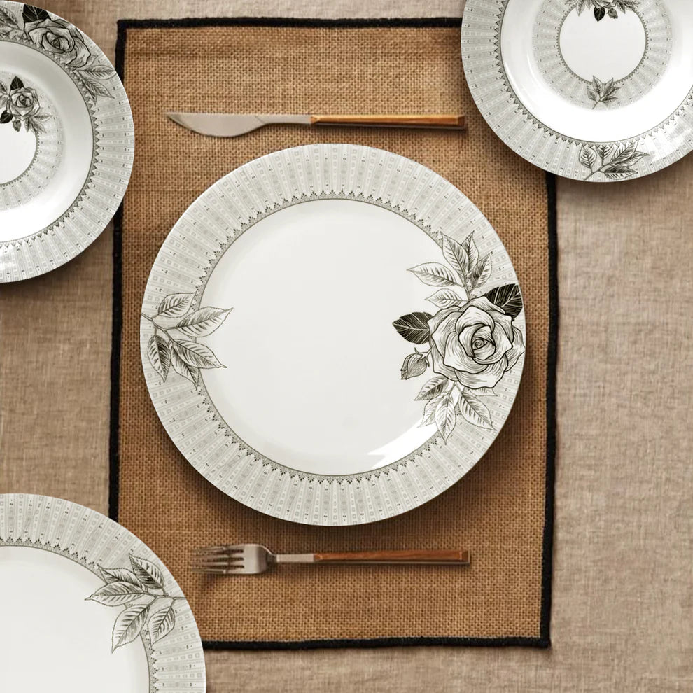 Shadow Bloom Dinner Set – Dark Florals with Deep, Timeless Elegance (22 / 30 / 43 PCS) - Habitt