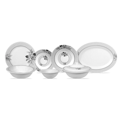 Shadow Bloom Dinner Set – Dark Florals with Deep, Timeless Elegance (22 / 30 / 43 PCS) - Habitt