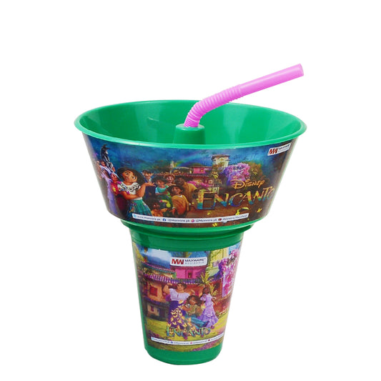 1pc Kids Snack Tub with Straw  Cartoon & Superhero Designs (Green, Light Blue, Blue, Pink, Purple, Orange, Red) - Habitt