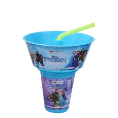 1pc Kids Snack Tub with Straw  Cartoon & Superhero Designs (Green, Light Blue, Blue, Pink, Purple, Orange, Red) - Habitt