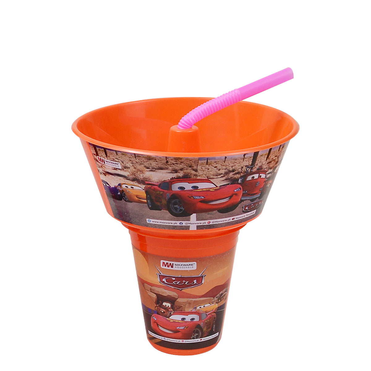 1pc Kids Snack Tub with Straw  Cartoon & Superhero Designs (Green, Light Blue, Blue, Pink, Purple, Orange, Red) - Habitt