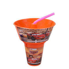 1pc Kids Snack Tub with Straw  Cartoon & Superhero Designs (Green, Light Blue, Blue, Pink, Purple, Orange, Red) - Habitt