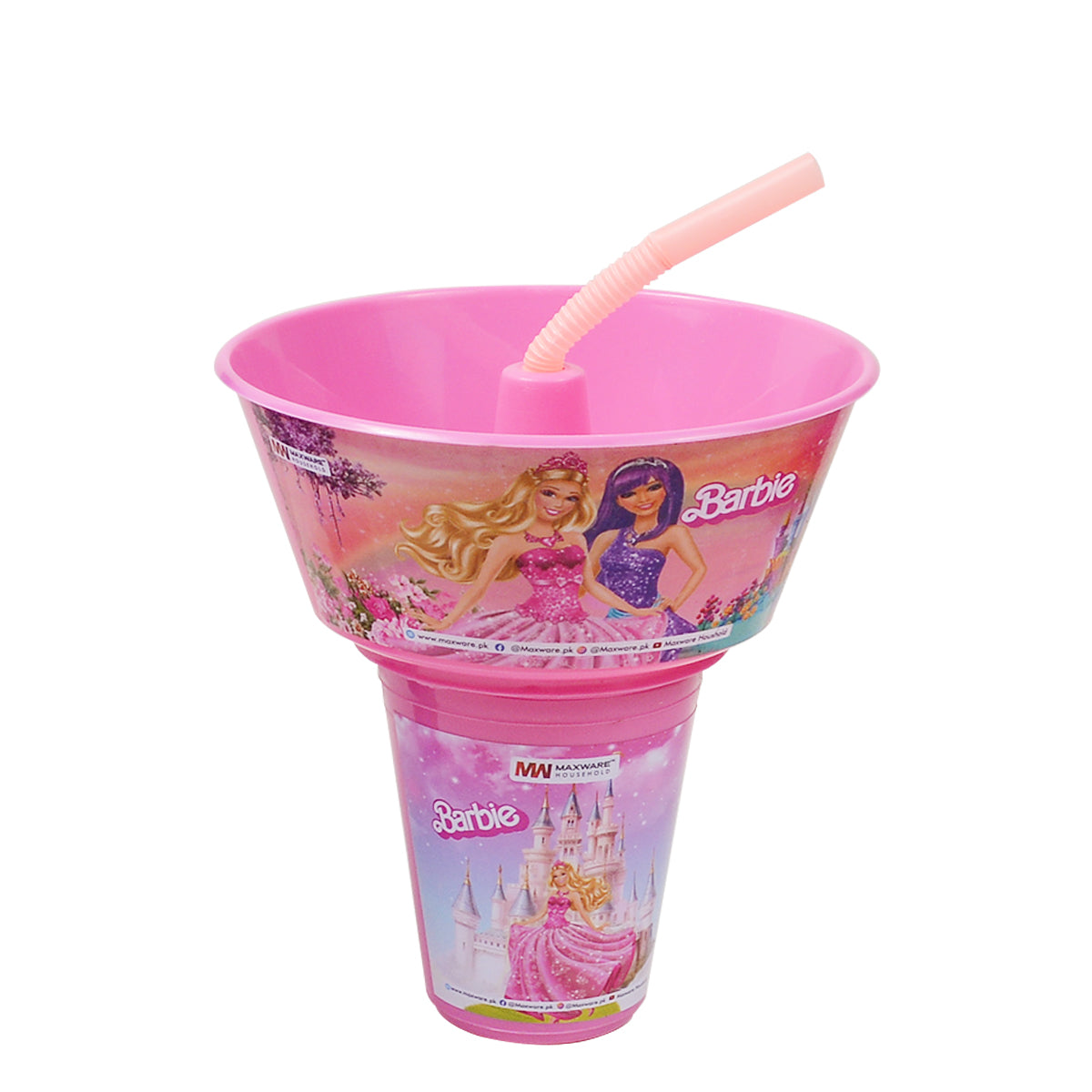 1pc Kids Snack Tub with Straw  Cartoon & Superhero Designs (Green, Light Blue, Blue, Pink, Purple, Orange, Red) - Habitt