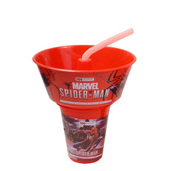 1pc Kids Snack Tub with Straw  Cartoon & Superhero Designs (Green, Light Blue, Blue, Pink, Purple, Orange, Red) - Habitt