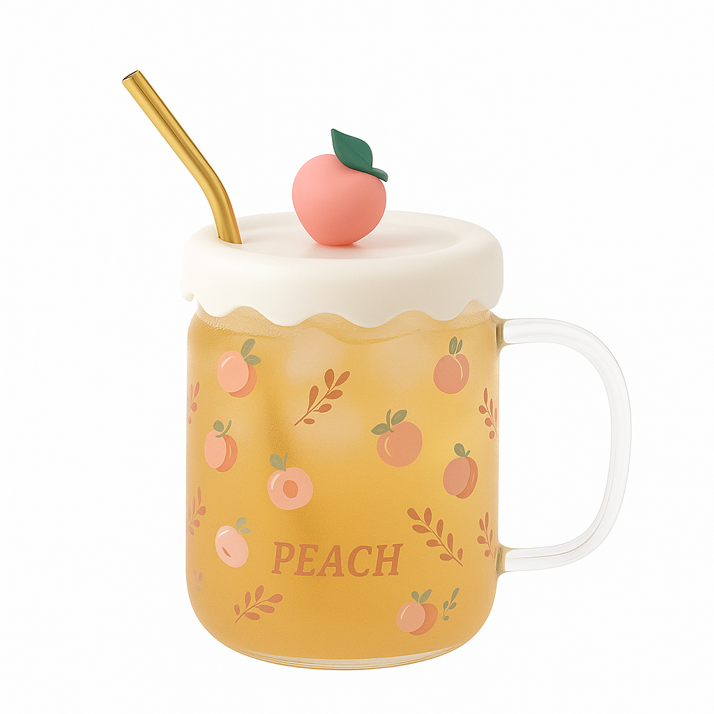 Fruit Mug – Transparent with Fun Fruit Design & Lid - Habitt
